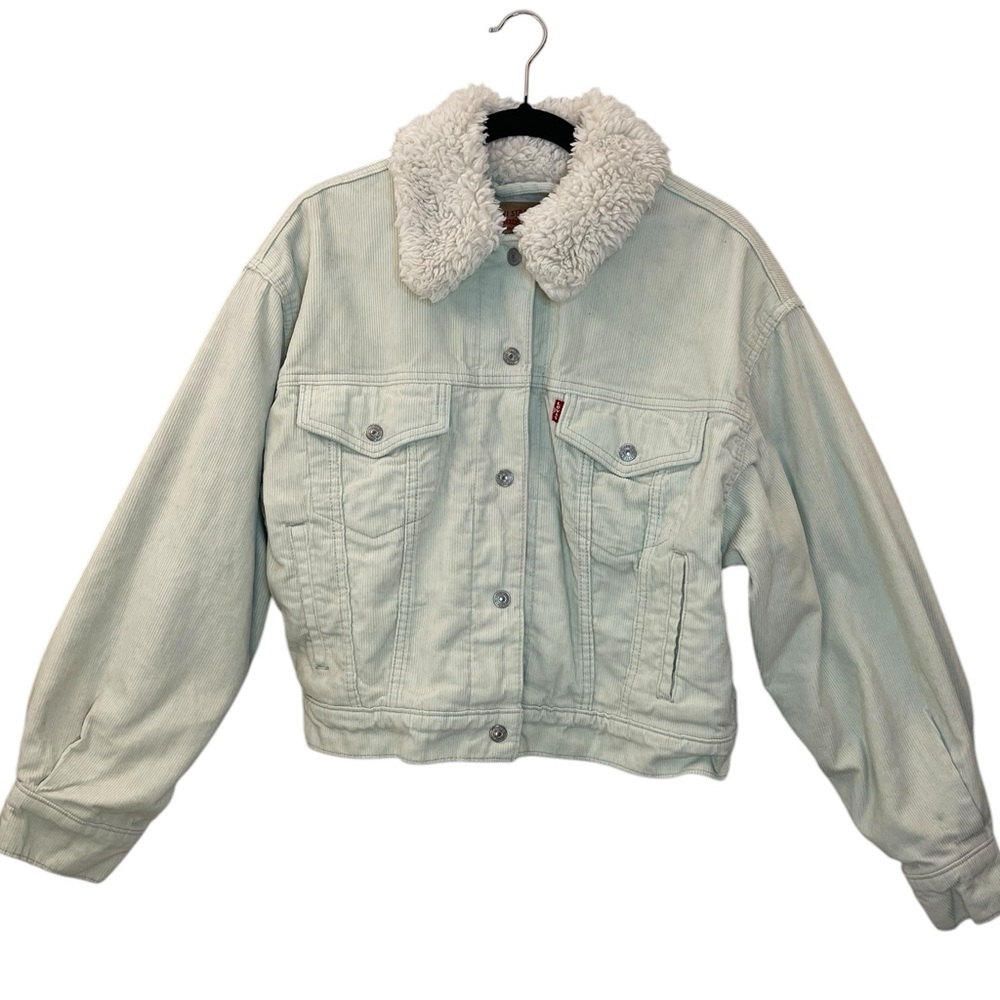 Levi's Women's Soft Mint Green Sherpa-Lined Denim Jacket Size Small